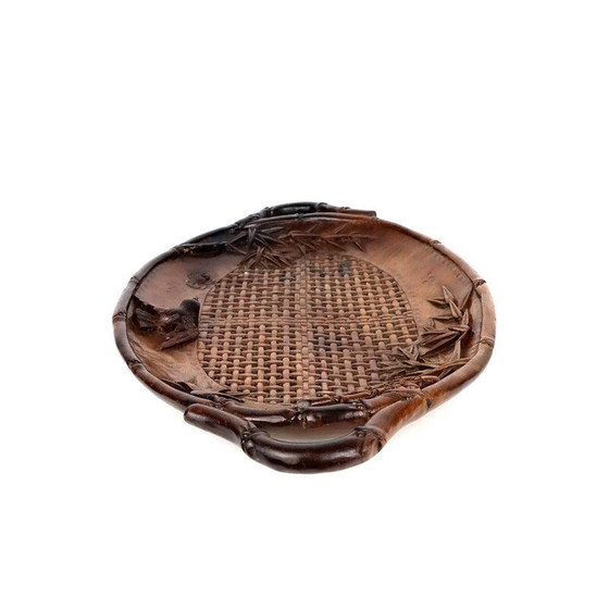 Image 1 of Vassoio in legno intagliato Art Déco vintage, Indocina 1930