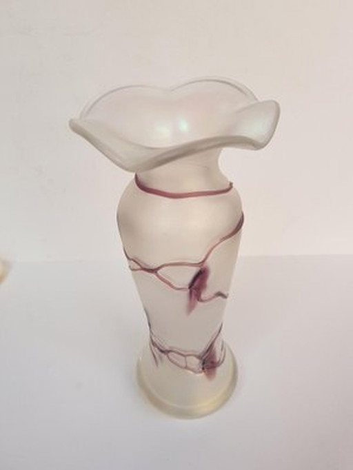 Mouth-Blown Glass Vase With Thread Pad From Freiherr Poschinger, 1960S