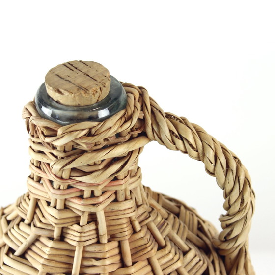 Image 1 of Vintage Demojohn  Woven Wicker Bottle, Czechoslovakia 1950s