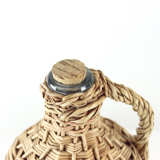 Image 1 of Vintage Demojohn  Woven Wicker Bottle, Czechoslovakia 1950s
