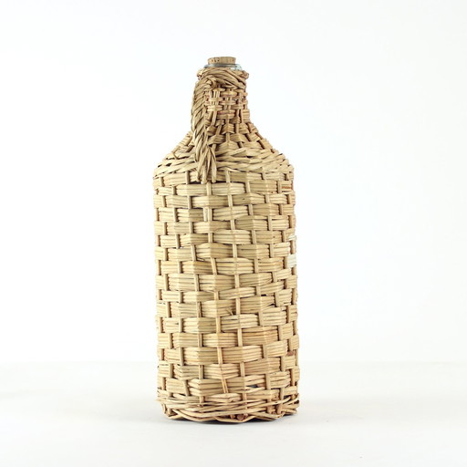 Vintage Demojohn  Woven Wicker Bottle, Czechoslovakia 1950s