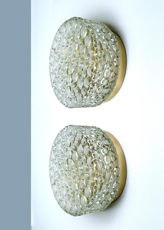 Image 1 of 2X Vintage Bubble Glass Wall Lights