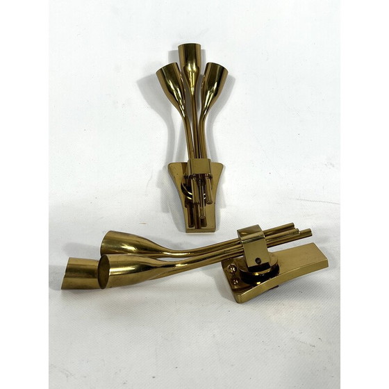 Image 1 of Pair of mid-century Italian brass wall lamps by Lumi Milano, 1960s