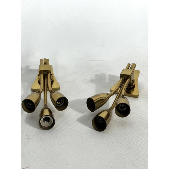 Image 1 of Pair of mid-century Italian brass wall lamps by Lumi Milano, 1960s