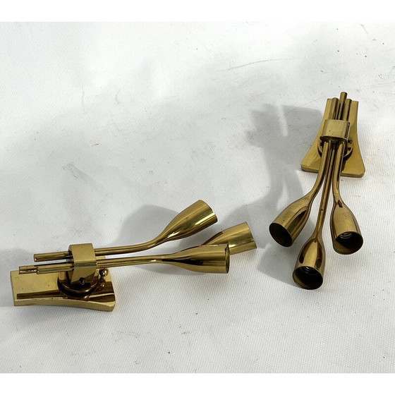 Image 1 of Pair of mid-century Italian brass wall lamps by Lumi Milano, 1960s