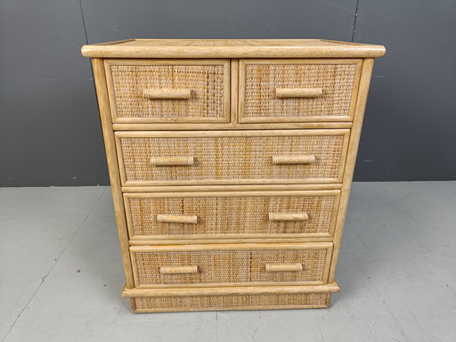 Vintage Rattan Chest Of Drawers, 1970S
