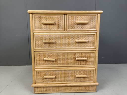 Vintage Rattan Chest Of Drawers, 1970S