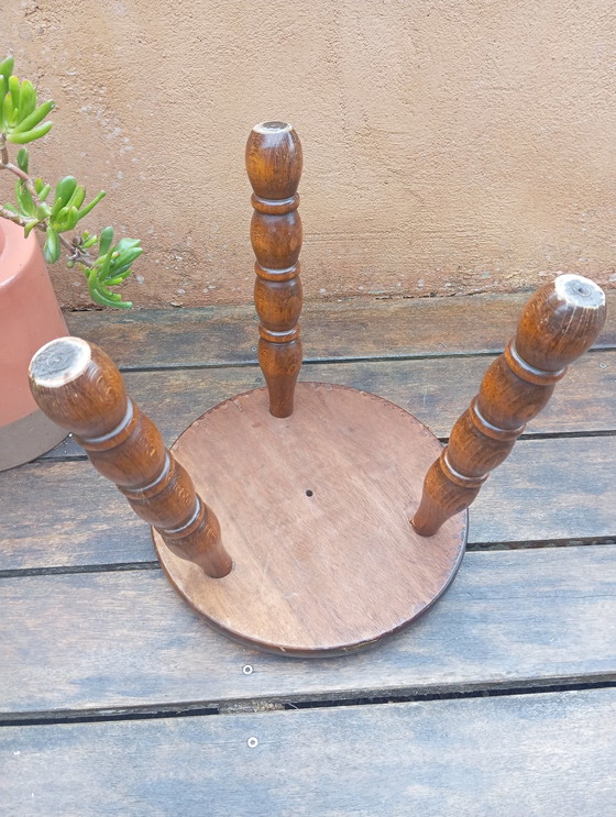 Image 1 of Shepherd's Tripod Stool, Mid - Century Solid Oak