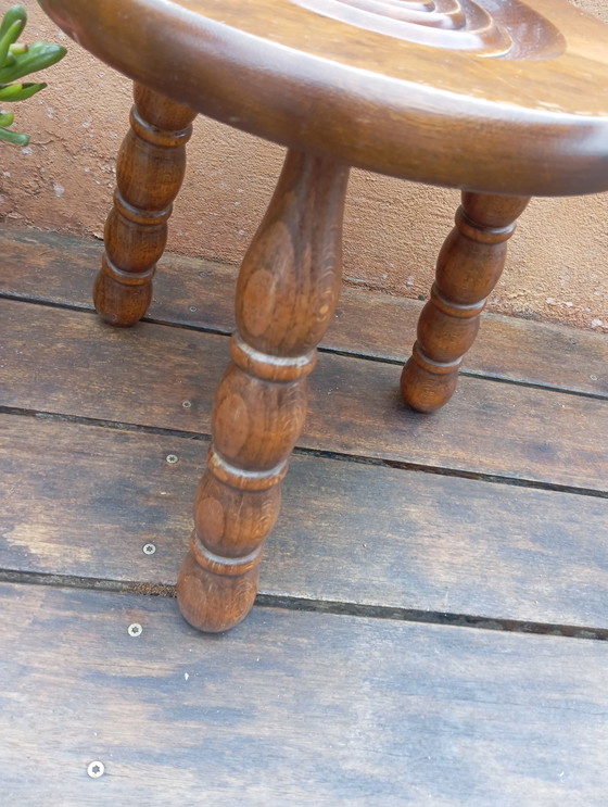 Image 1 of Shepherd's Tripod Stool, Mid - Century Solid Oak