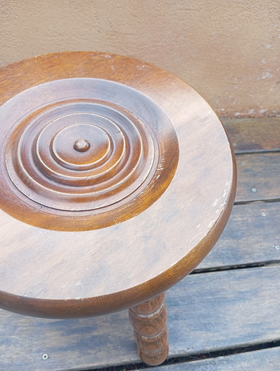 Image 1 of Shepherd's Tripod Stool, Mid - Century Solid Oak