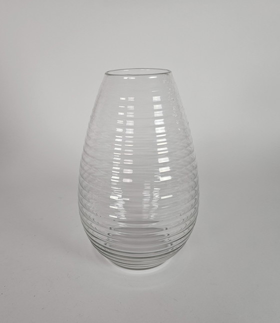 Image 1 of Glass Factory Leerdam - A.D. Copier - Ribbed Vase - Drop-Shaped - Clear Glass - 1953