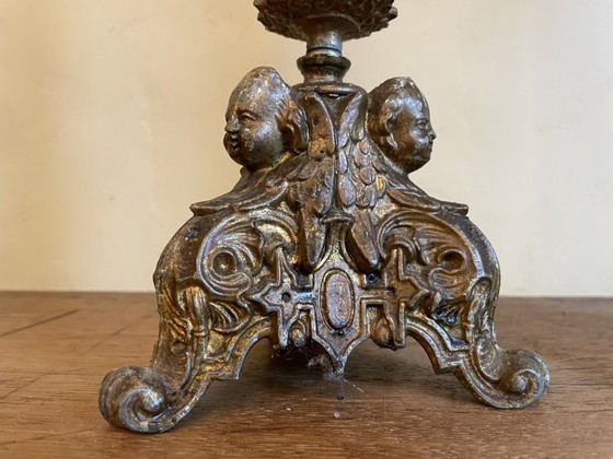 Image 1 of Set 2 X French Church Candlestick Antique