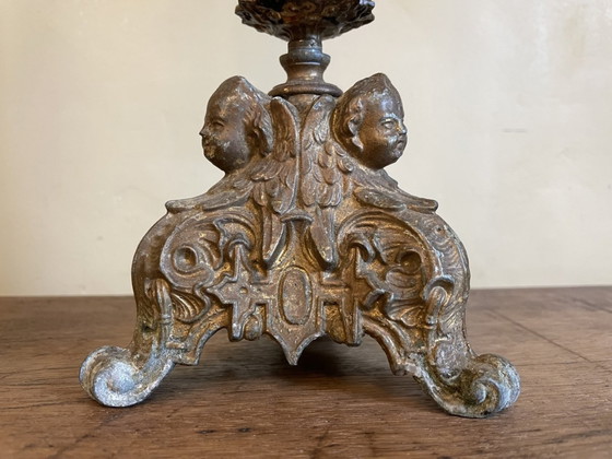 Image 1 of Set 2 X French Church Candlestick Antique