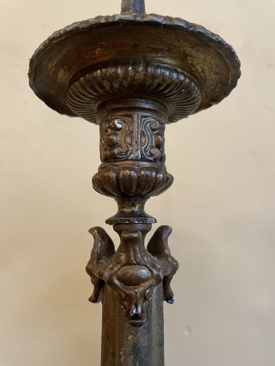 Image 1 of Set 2 X French Church Candlestick Antique