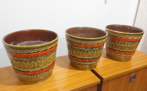 Image 1 of 3x West German 214/21 Flower Pots