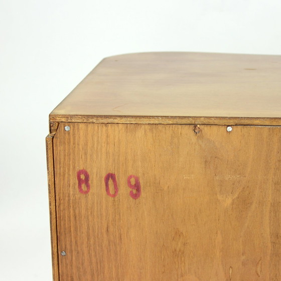 Image 1 of Set Of 2 Art Deco Bedside Tables In Walnut, Czechoslovakia 1940S