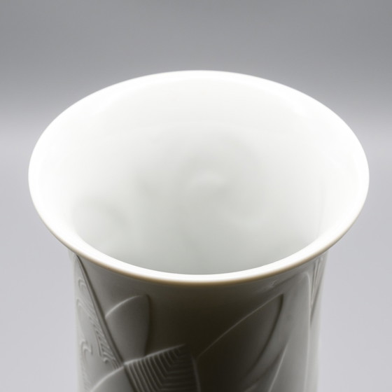 Image 1 of Cuno Fischer Vase Duo Hutschenreuther Bisque Porcelain Op Art Relief H 38cm+28cm