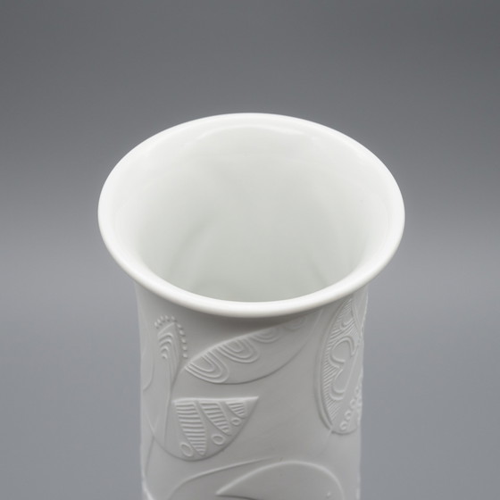 Image 1 of Cuno Fischer Vase Duo Hutschenreuther Bisque Porcelain Op Art Relief H 38cm+28cm