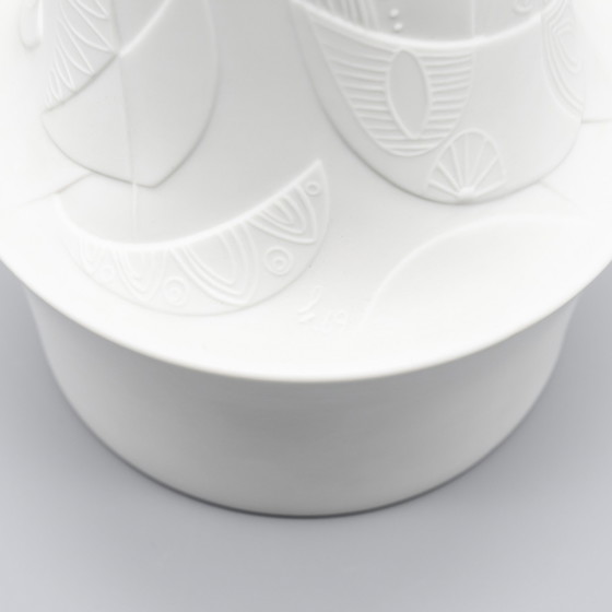 Image 1 of Cuno Fischer Vase Duo Hutschenreuther Bisque Porcelain Op Art Relief H 38cm+28cm