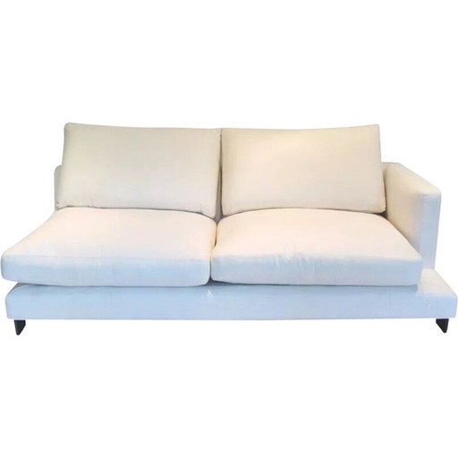 Vintage Lazy Time 2-seater sofa in solid birch and black lacquered metal for Camerich