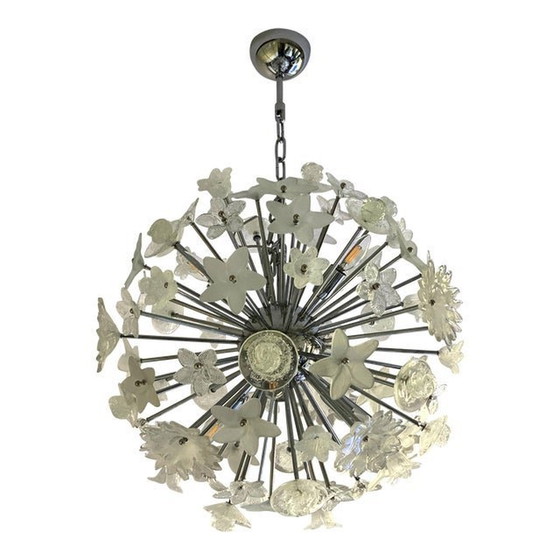 Image 1 of Contemporary "Bouquet" Flowers Murano Glass Sputnik Chandelier