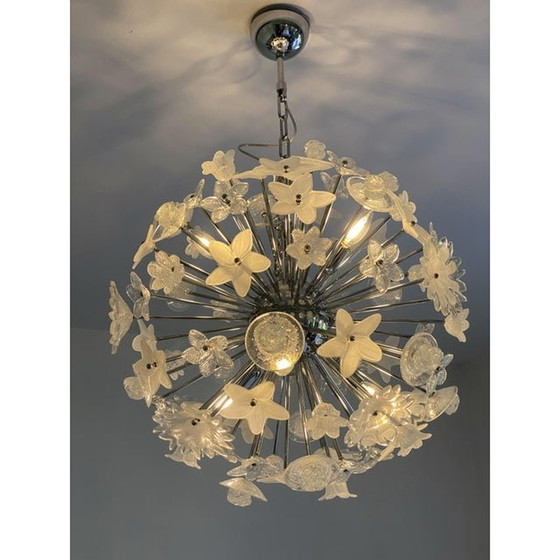 Image 1 of Contemporary "Bouquet" Flowers Murano Glass Sputnik Chandelier