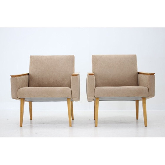 Image 1 of Pair of minimalist mid-century armchairs, Czechoslovakia