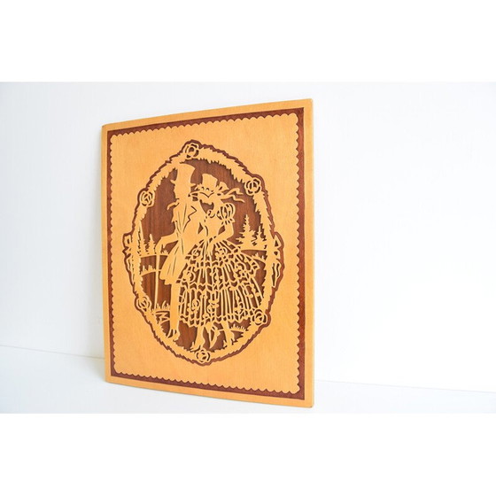 Image 1 of Vintage wood veneer painting, Czechoslovakia 1950