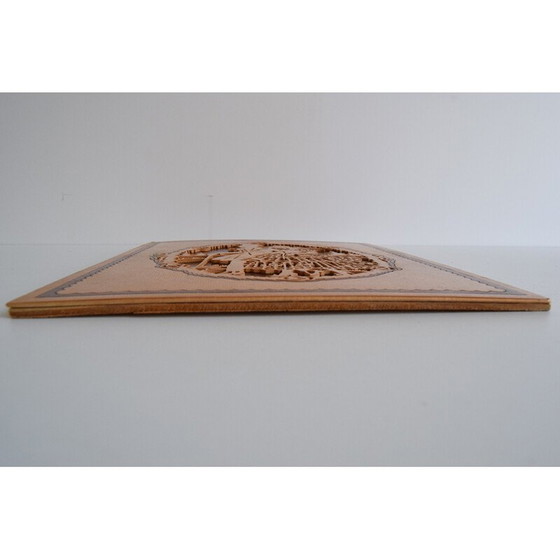 Image 1 of Vintage wood veneer painting, Czechoslovakia 1950