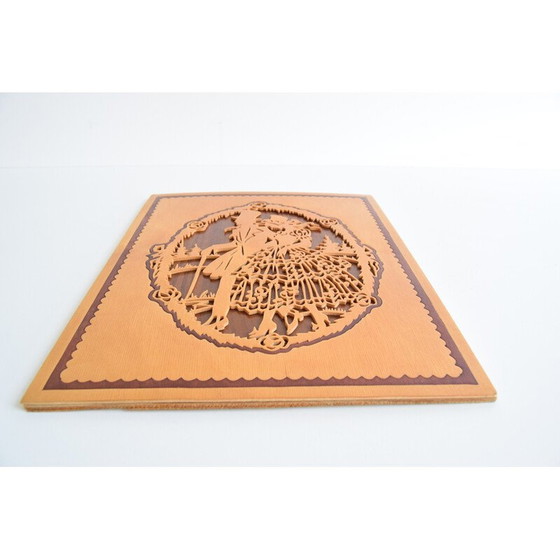 Image 1 of Vintage wood veneer painting, Czechoslovakia 1950