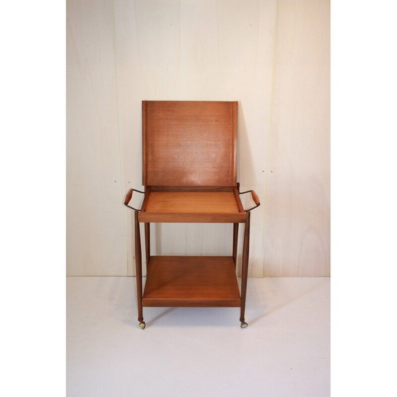 Image 1 of Vintage italian "Fratelli Reguitti" teak and brass trolley for Reguitti, 1950s