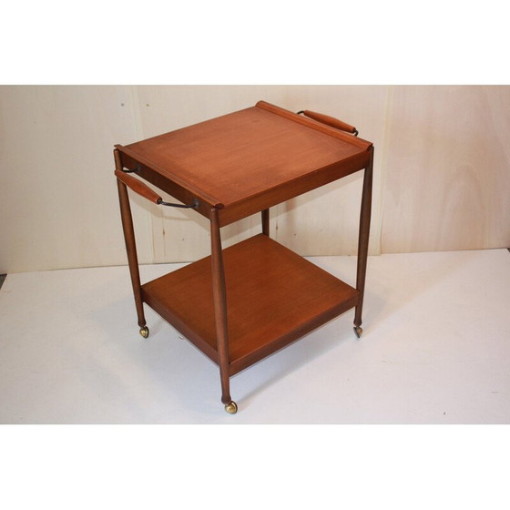 Image 1 of Vintage italian "Fratelli Reguitti" teak and brass trolley for Reguitti, 1950s