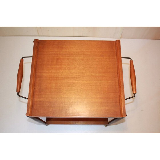 Image 1 of Vintage italian "Fratelli Reguitti" teak and brass trolley for Reguitti, 1950s