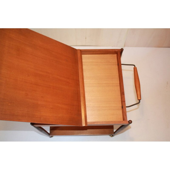 Image 1 of Vintage italian "Fratelli Reguitti" teak and brass trolley for Reguitti, 1950s