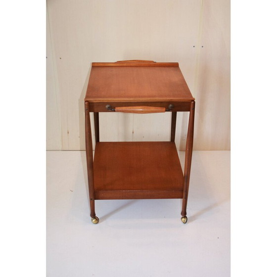 Image 1 of Vintage italian "Fratelli Reguitti" teak and brass trolley for Reguitti, 1950s