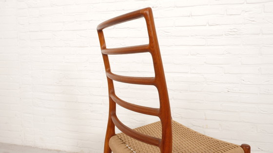 Image 1 of Set Of 6 Vintage Dining Chairs | Niels Otto Møller | Model 82 | Papercord | Teak | Restored