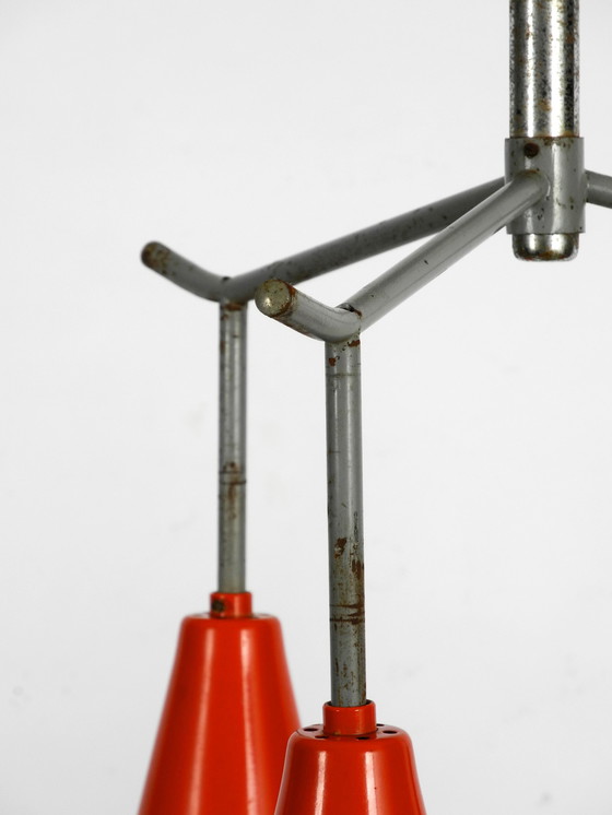 Image 1 of Large Mid Century Industrial metal and glass ceiling light by Josef Hurka for Napako