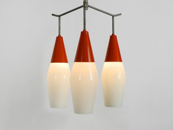 Image 1 of Large Mid Century Industrial metal and glass ceiling light by Josef Hurka for Napako