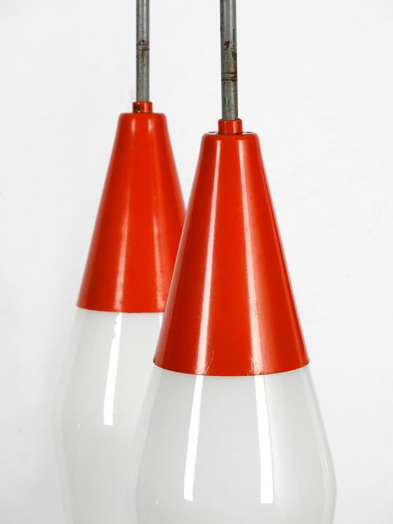 Image 1 of Large Mid Century Industrial metal and glass ceiling light by Josef Hurka for Napako