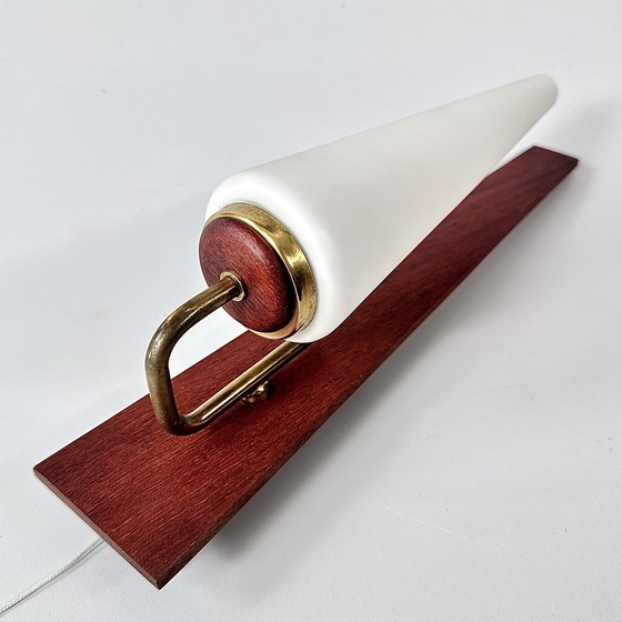 Image 1 of Applique vintage | Teak, vetro opalino, ottone