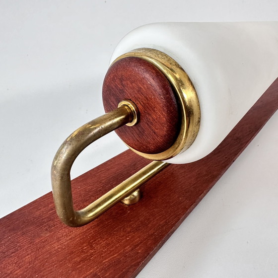 Image 1 of Applique vintage | Teak, vetro opalino, ottone