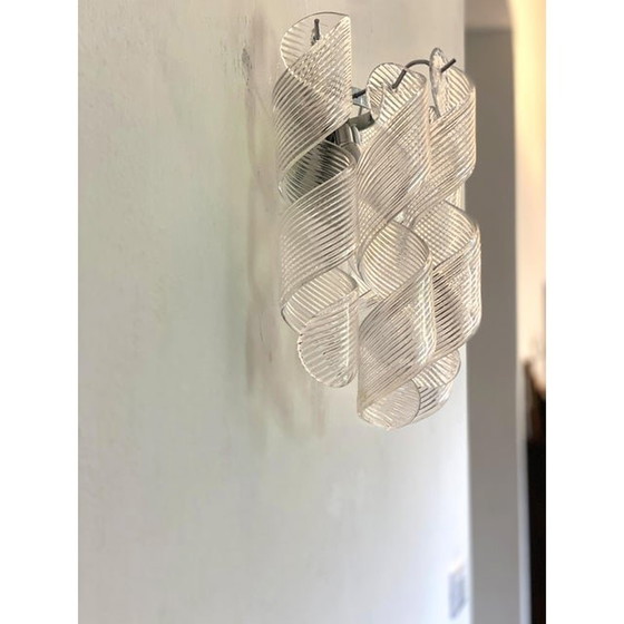 Image 1 of 2x Transparent “Ricci” Murano Glass Wall Sconces