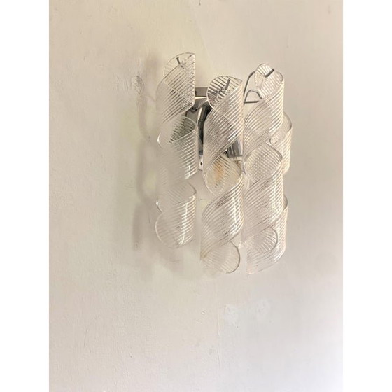 Image 1 of 2x Transparent “Ricci” Murano Glass Wall Sconces