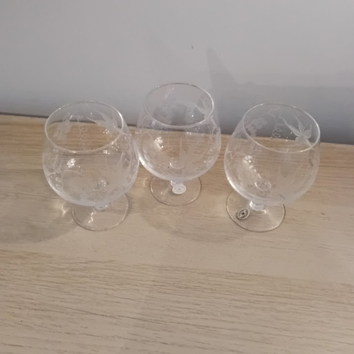 3x Saint Lambert cognac glasses