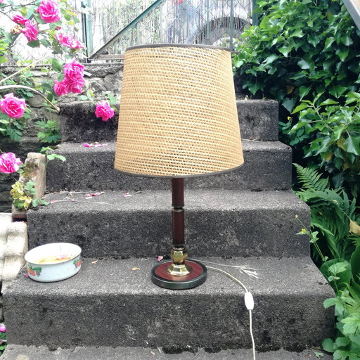 Sanatorium Lamp Wicker Shade, 1970