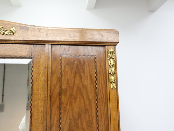 Image 1 of Antique Wardrobe Mirror Cabinet Oak