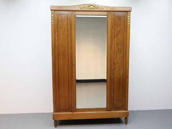 Image 1 of Antique Wardrobe Mirror Cabinet Oak