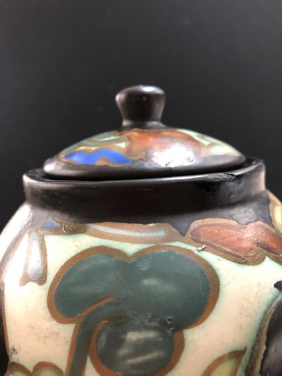 Image 1 of Bergen Earthenware Teapot Orientalist Art Deco Style