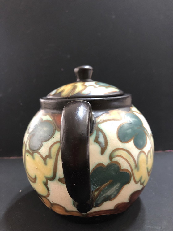 Image 1 of Bergen Earthenware Teapot Orientalist Art Deco Style