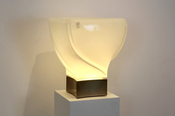 Image 1 of leucos limited edition handmade white opalescent glass table lamp